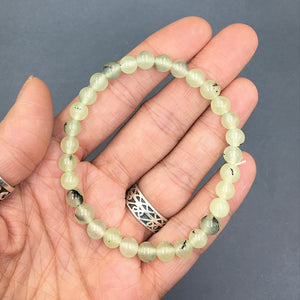 Prehnite Gemstone Bead Stretch Elastic Stone Bracelet