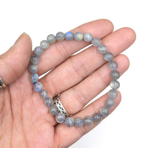 Labradorite Gemstone Bead Stretch Elastic Stone Bracelet