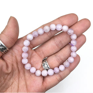 Kunzite Pink Gemstone Bead Stretch Elastic Stone Bracelet