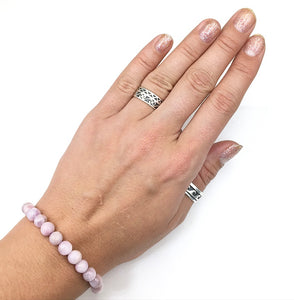 Kunzite Pink Gemstone Bead Stretch Elastic Stone Bracelet