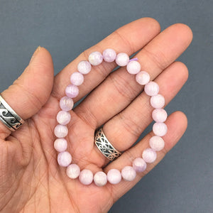 Kunzite Pink Gemstone Bead Stretch Elastic Stone Bracelet