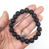 Lava Rock Basalt Gemstone Bead Stretch Elastic Stone Bracelet