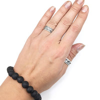 Lava Rock Basalt Gemstone Bead Stretch Elastic Stone Bracelet