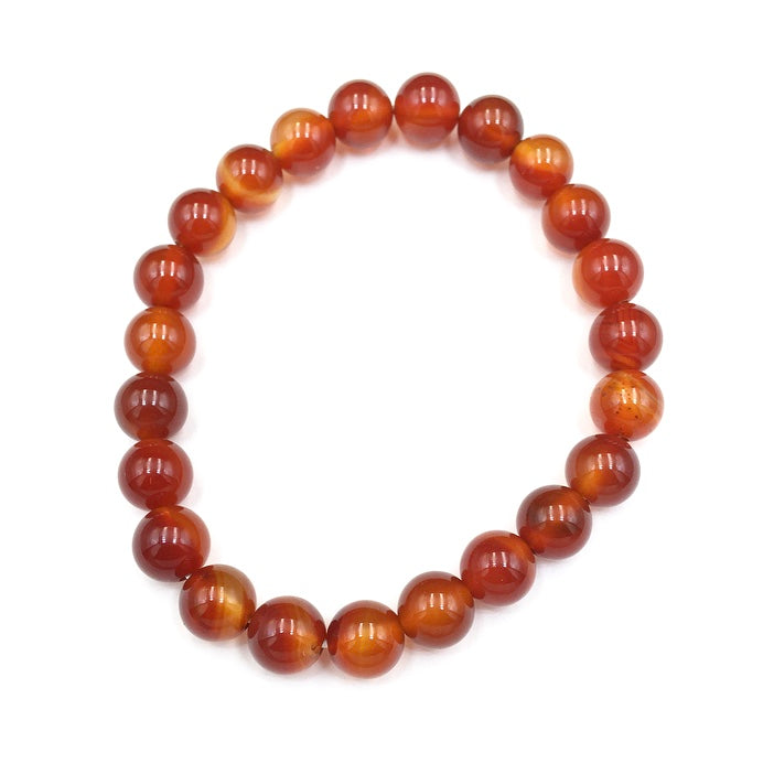 Coffee Agate and Carnelian Natural Bead Bracelet-Fall colors