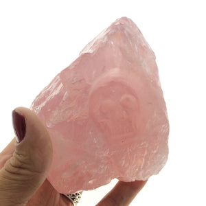 Rose Quartz Crystal Skull Handcarved Raw Crystals Polished Matrix Rock Skull Carving Stone Art