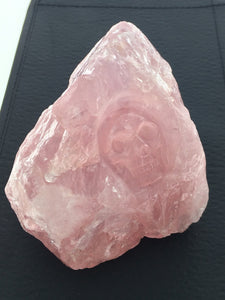 Rose Quartz Crystal Skull Handcarved Raw Crystals Polished Matrix Rock Skull Carving Stone Art