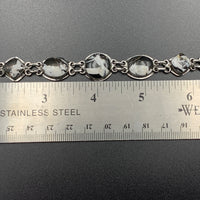 White Buffalo Sterling Silver Link Style Bracelet