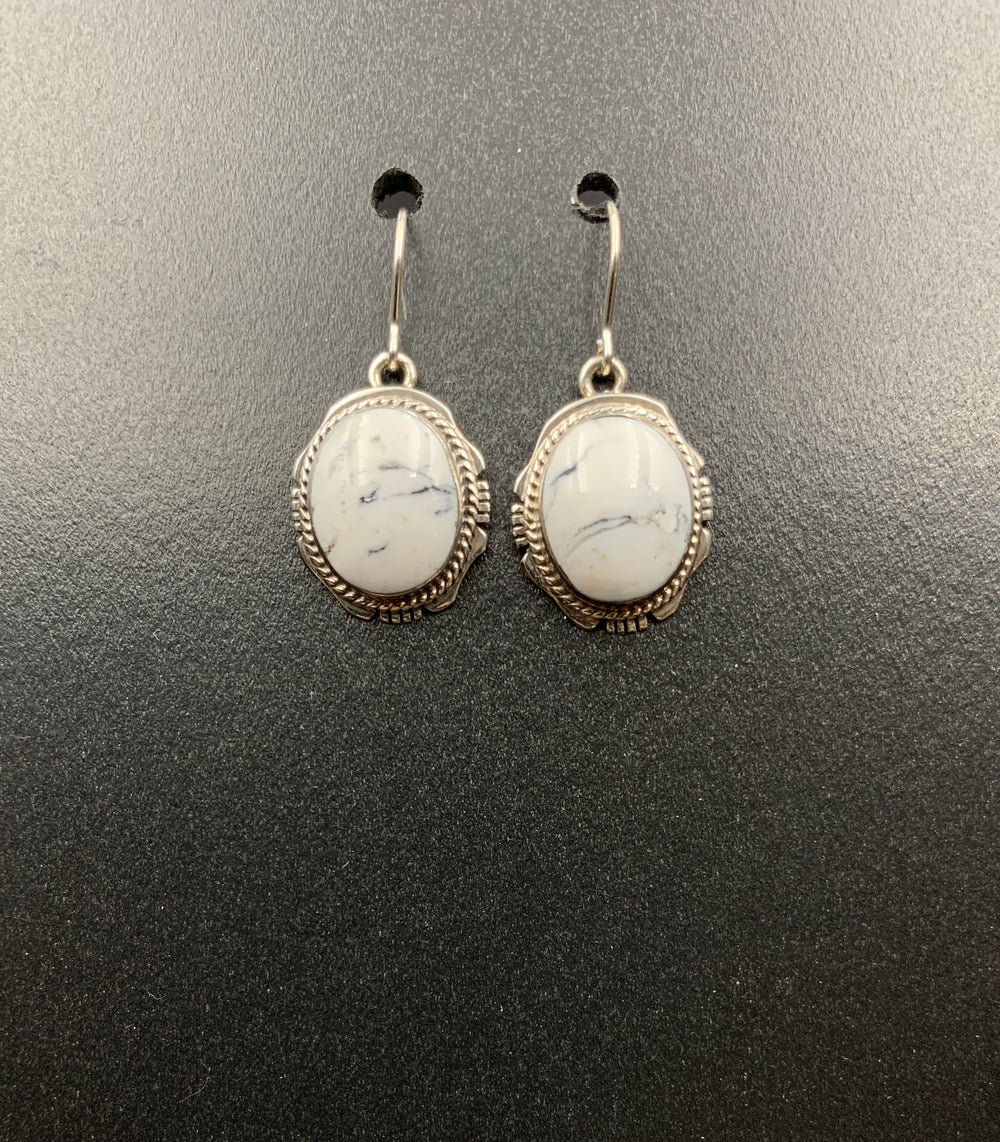 White Buffalo #1 Sterling Silver Dangle Earrings