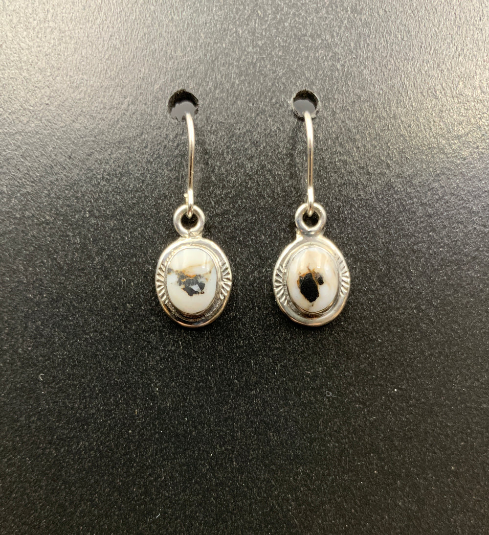White Buffalo #5 Sterling Silver Dangle Earrings