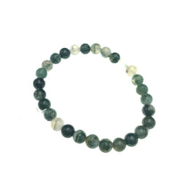 Moss Agate Gemstone Bead Stretch Elastic Stone Bracelet