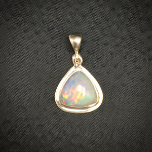 Ethiopian Opal Welo Rainbow Fire Triangle Sterling Silver Pendant