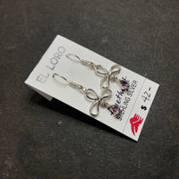 Amethyst Purple Faceted Crystal Sterling Silver Dangle Earrings
