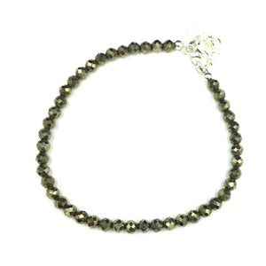 Iron Pyrite Faceted Gemstone Sterling Silver Bracelet by Josephine Grasso