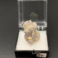 Fluorite on Quartz aft. Laumontite #3 Thumbnail Specimen (Cripple Creek, CO)