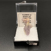 Fluorite on Quartz aft. Laumontite #2 Thumbnail Specimen (Cripple Creek, CO)