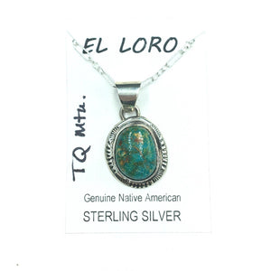 Turquoise Mountain #1 Natural Stone Sterling Silver Pendant on 18" Sterling Silver Chain