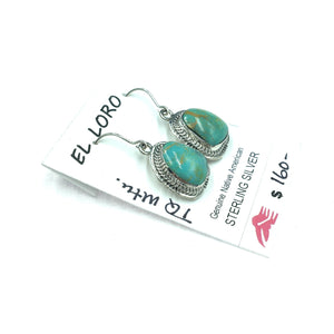 Turquoise Mountain #1 Natural Sterling Silver Dangle Earrings