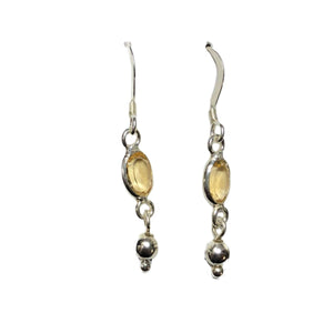 Citrine Golden Faceted Sterling Silver Dangle Earrings