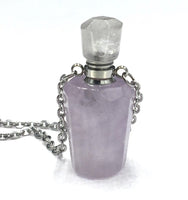 Amethyst Crystal Mini Bottle Gemstone Necklace for Essential Oil Perfume on Stainless Steel Chain
