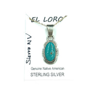 Sierra Nevada Turquoise #1 Natural Stone Sterling Silver Pendant on 18" Sterling Silver Chain