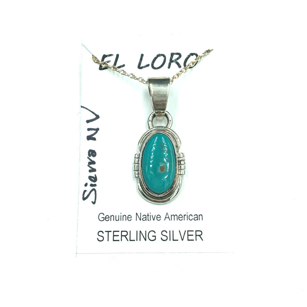 Sierra Nevada Turquoise #1 Natural Stone Sterling Silver Pendant on 18