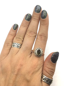 Moldavite Natural Tektite Faceted Celtic Knotwork US Size 9 Sterling Silver Ring