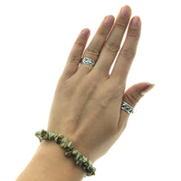 Rhyolite Rainforest Jasper Stone Chip Small Bead Stretch Elastic Stone Bracelet