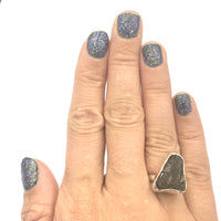 Moldavite Natural Tektite Raw US Size 5 Sterling Silver Ring
