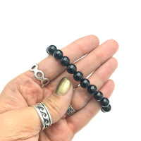 Black Tourmaline Gemstone Bead Stretch Elastic Stone Bracelet
