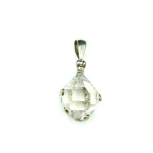 Herkimer Diamond Quartz Raw Natural Gemstone Sterling Silver Pendant