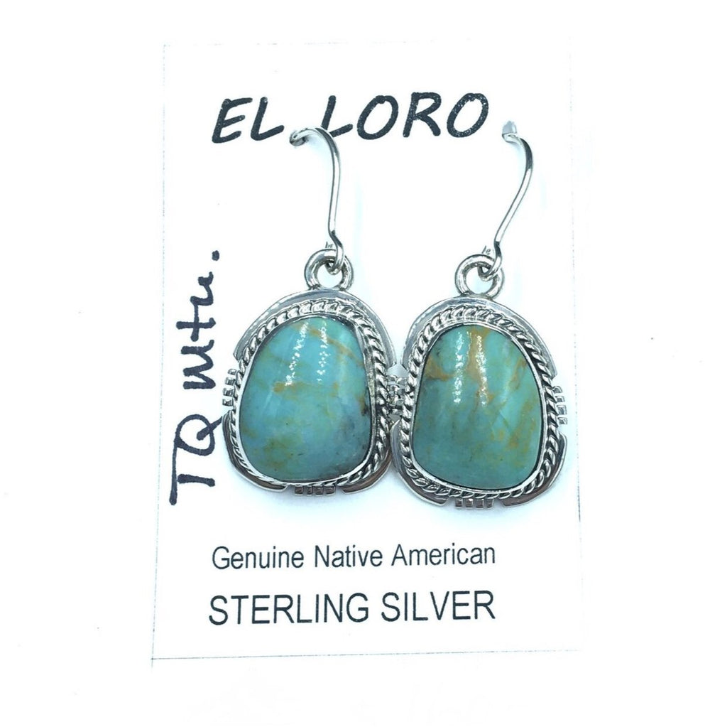 Turquoise Mountain #1 Natural Sterling Silver Dangle Earrings