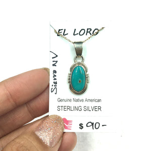 Sierra Nevada Turquoise #1 Natural Stone Sterling Silver Pendant on 18" Sterling Silver Chain