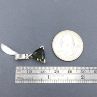 Moldavite Tektite Impact Space Glass Faceted Trillion Sterling Silver Pendant