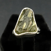 Moldavite Natural Tektite Raw US Size 5 Sterling Silver Ring