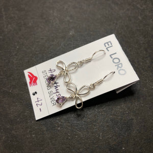Amethyst Purple Faceted Crystal Sterling Silver Dangle Earrings