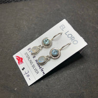 Rainbow Moonstone & Blue Topaz Sterling Silver Dangle Earrings