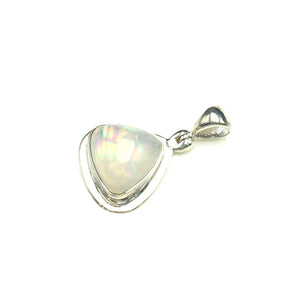 Ethiopian Opal Welo Rainbow Fire Triangle Sterling Silver Pendant