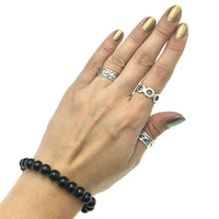 Black Tourmaline Gemstone Bead Stretch Elastic Stone Bracelet
