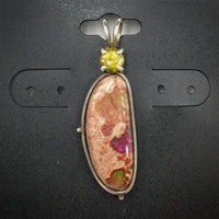 Mexican Jelly Opal & Faceted Sphene Rainbow Fire Sterling Silver Pendant