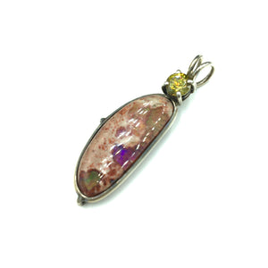 Mexican Jelly Opal & Faceted Sphene Rainbow Fire Sterling Silver Pendant