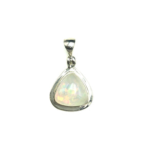 Ethiopian Opal Welo Rainbow Fire Triangle Sterling Silver Pendant