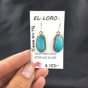 Sierra Nevada Turquoise #1 Natural Sterling Silver Dangle Earrings