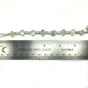 Herkimer Diamond DT Raw Crystals Gemstone Sterling Silver Bracelet