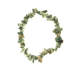 Rhyolite Rainforest Jasper Stone Chip Small Bead Stretch Elastic Stone Bracelet