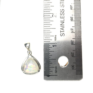 Ethiopian Opal Welo Rainbow Fire Triangle Sterling Silver Pendant