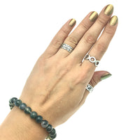 Moss Agate Gemstone Bead Stretch Elastic Stone Bracelet