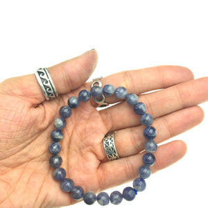 Iolite Gemstone Bead Stretch Elastic Stone Bracelet