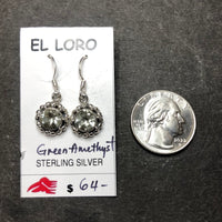 Prasiolite Green Amethyst Faceted Crystal Sterling Silver Dangle Earrings
