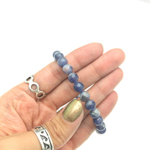 Iolite Gemstone Bead Stretch Elastic Stone Bracelet