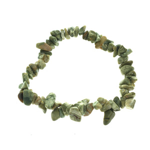 Rhyolite Rainforest Jasper Stone Chip Small Bead Stretch Elastic Stone Bracelet